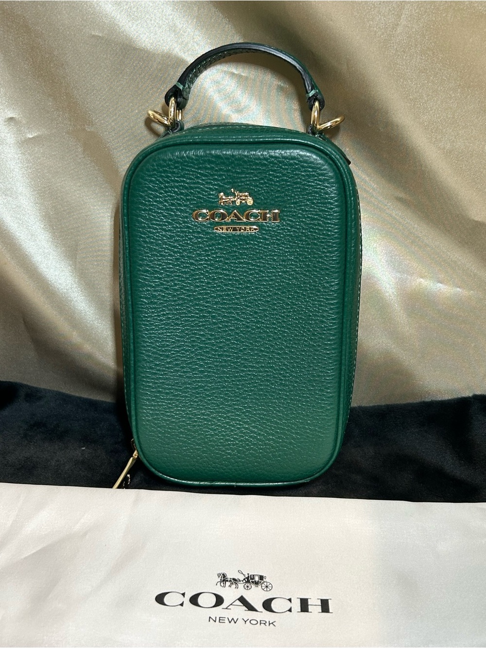 Coach Green Pebbled Leather Mini Top-Handle Crossbody